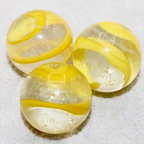 3 Very Nice AKRO AGATE Early Clear Base Marbles