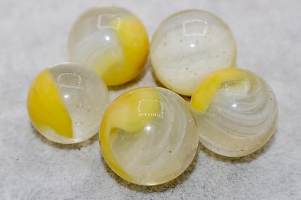 5 Very Nice AKRO AGATE Early MOSS AGATE Patch Marbles