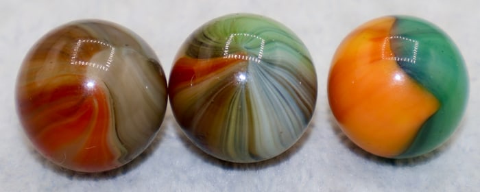 3 Amazing Early MASTER MARBLE CO. Patch Marbles