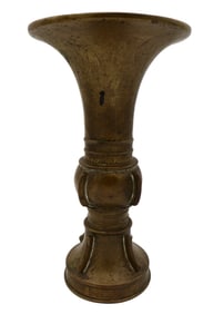 A Large Qing Dynasty Chinese Bronze Gu Vase
