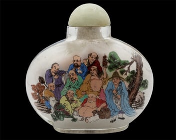 Chinese Inside Painted Snuff Bottle 8 Immortals Scene