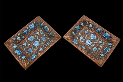 A Pair of Antique Chinese Export Enamel Trays