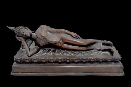 A BRONZE FIGURE OF BUDDHA IN PARINIRVANA, Thailand