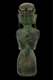 A Khmer Style Bronze Kneeling Buddha Sculpture
