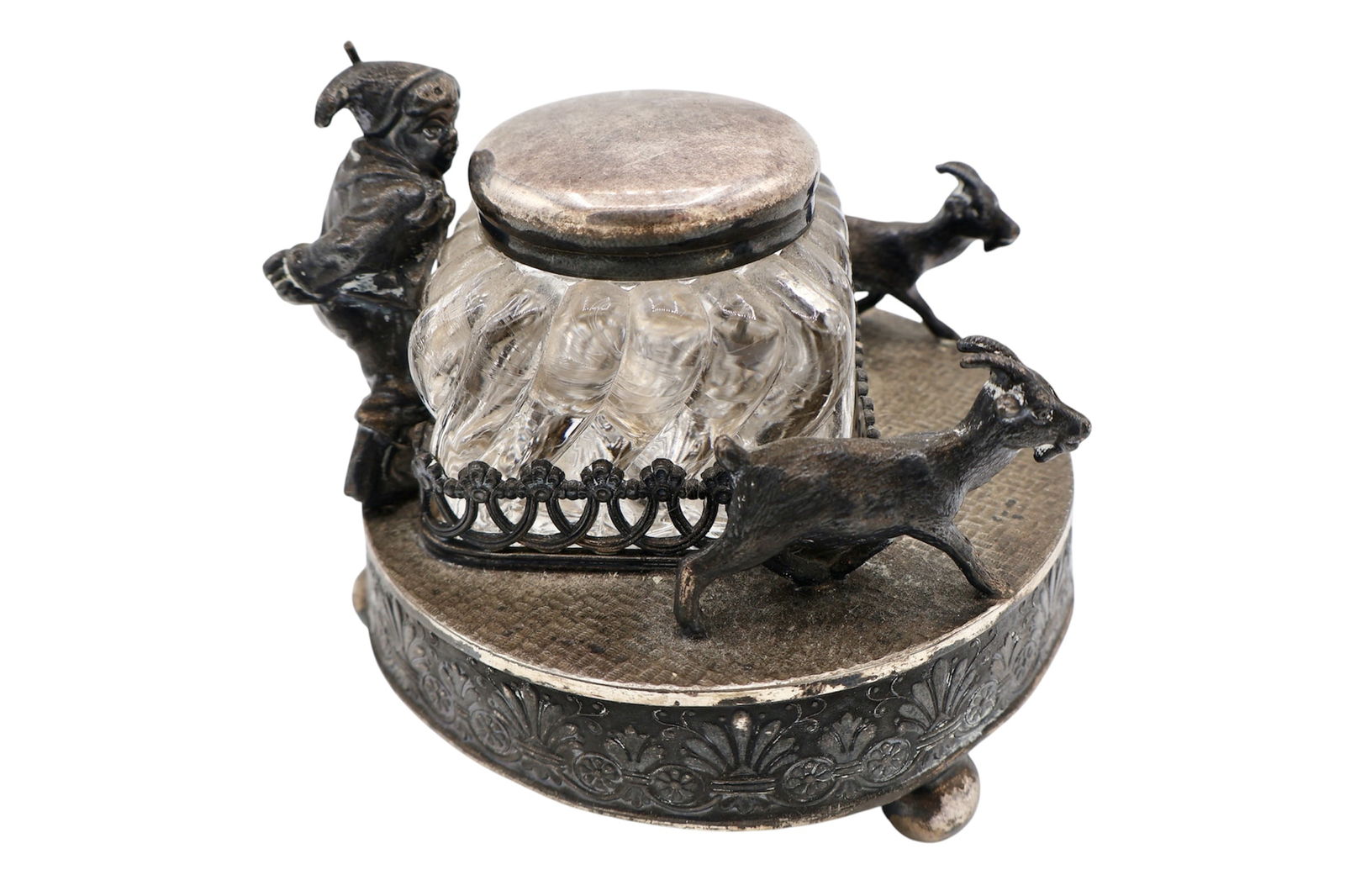 Antique Silverplate Goat Herder Inkwell by Tufts (1 of 10)
