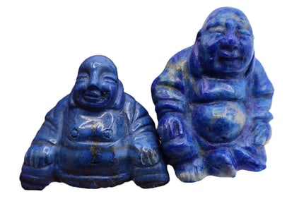 A Pair of Chinese Carved Lapis Luzuli Buddha Figures