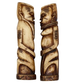 A Pair of Bone Ancestor Figures Lega Tribe