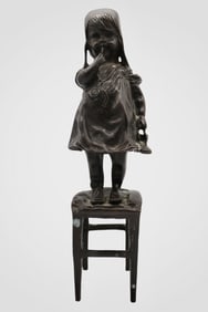 A Bronze Figure; Juan Clara: Girl on Chair