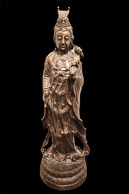 A Large Chinese Bronze Statue of Guanyin