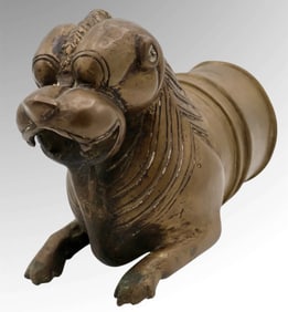 A Large Bronze Tiger Form Palanquin Handle