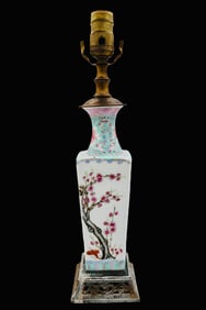 A Chinese Famille Rose Enamel on Porcelain Lamp