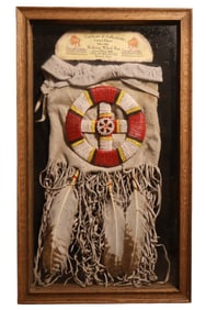 A Vintage Framed Navajo Medicine Wheel Bag