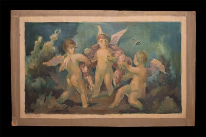 A Vintage German Painting of Cherubs