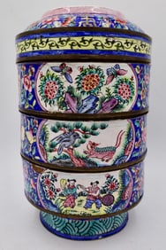 A Late Qing Export Canton Enamel Jubako Box