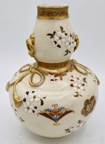 A Hand Decorated Japanese Satsuma Double Gourd Vase