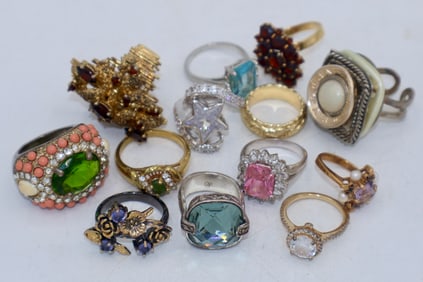 A Grouping of Costume Jewelry Rings