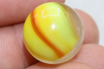 Rare VITRO AGATE Milky Clear Base Egg Yolk Helmet Marble