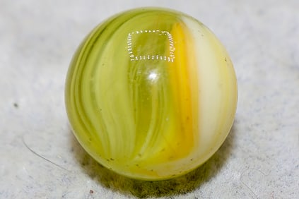 HTF Very Nice Yellow MASTER MARBLE Co. Sunburst