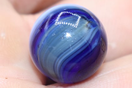HTF Very Nice Blue MASTER MARBLE Co. Sunburst