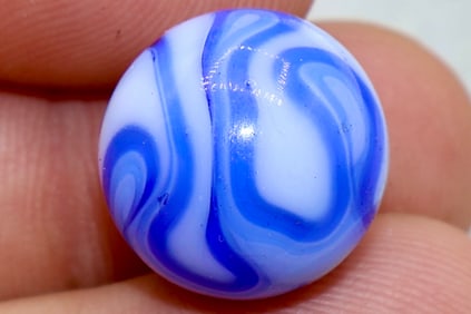 Early ALLEY AGATE Company Blue Caligraphy Marble