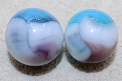 A Pair of VITRO AGATE Turquoise Conquerors Marbles