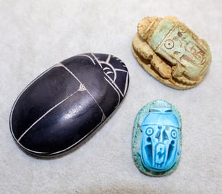 A Grouping of Egyptian Carved Scarab Beatle Seals