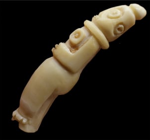 An Antique Greenland Carved Inuit Tupilak Figure Amulet Pendant