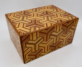 A Geometric Wood Japanese Puzzle Trick Box