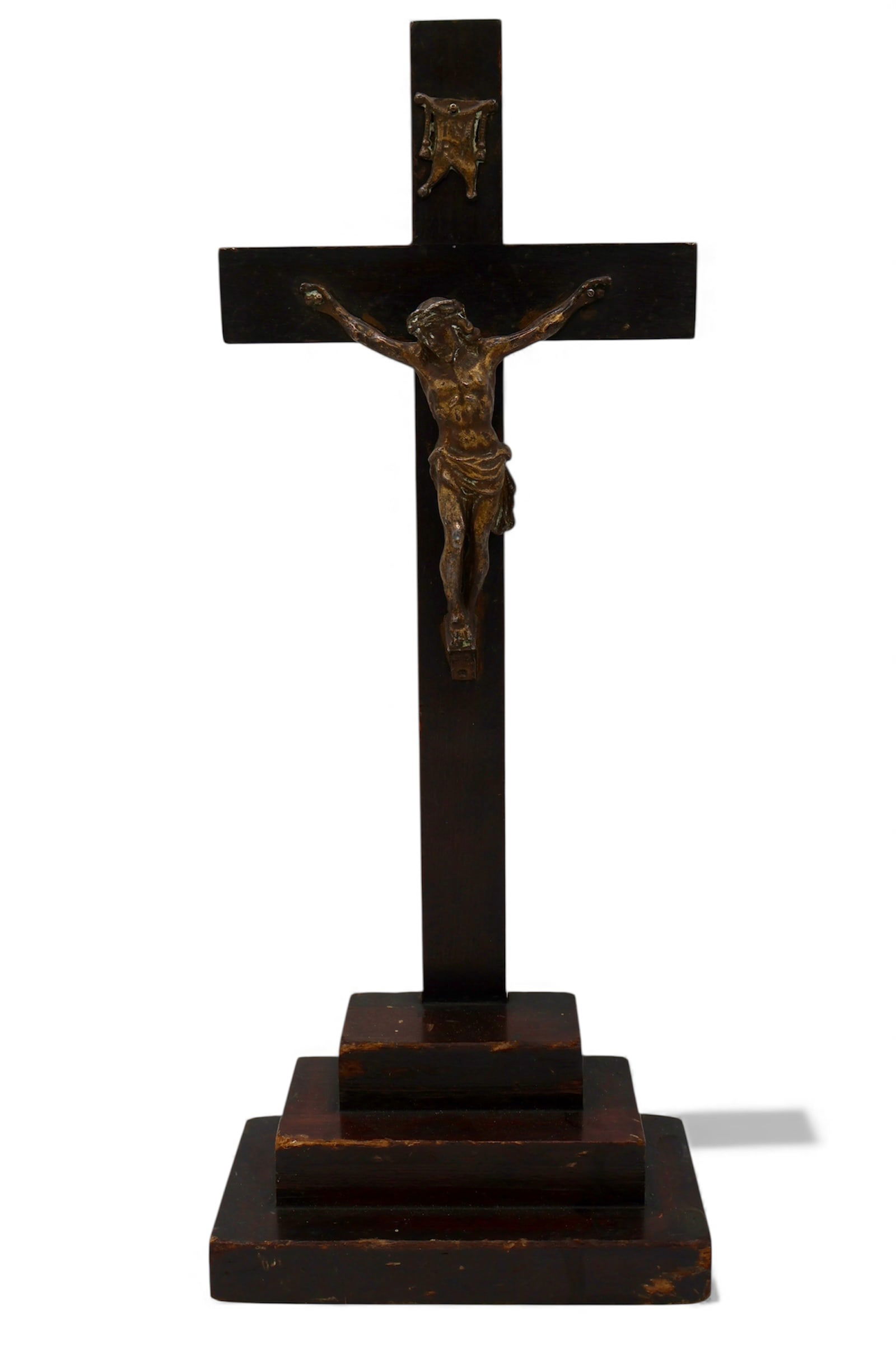 Antique French Wooden Standing Altar Crucifix (1 of 5)