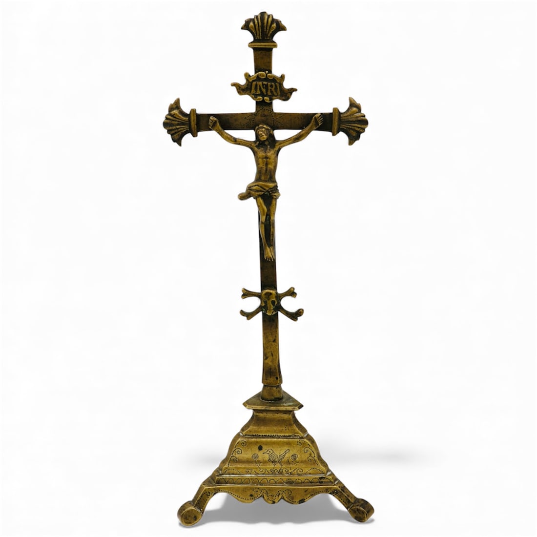 Antique French Bronze Standing Altar Crucifix (1 of 6)