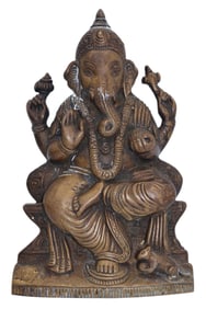 A Bronze Seated Ganesh Wall Plaque