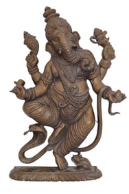 A Bronze Dancing Ganesh Wall Plaque