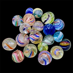 A Grouping of End of Day Handmade German Swirl Marbles