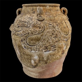 A Ming Dynasty Chinese Dragon Martaban Stoneware Jar