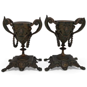 A Pair of Finely Cast French Napoleon Bronze Urns