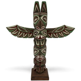 A Northwest Coast Carved Thunderbird Totem Pole