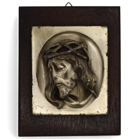 A Jesus Christ Silvered Bronze Wall Plaque