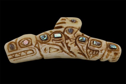 A Carved Bone Northwest Coast Shaman Amulet Pendant