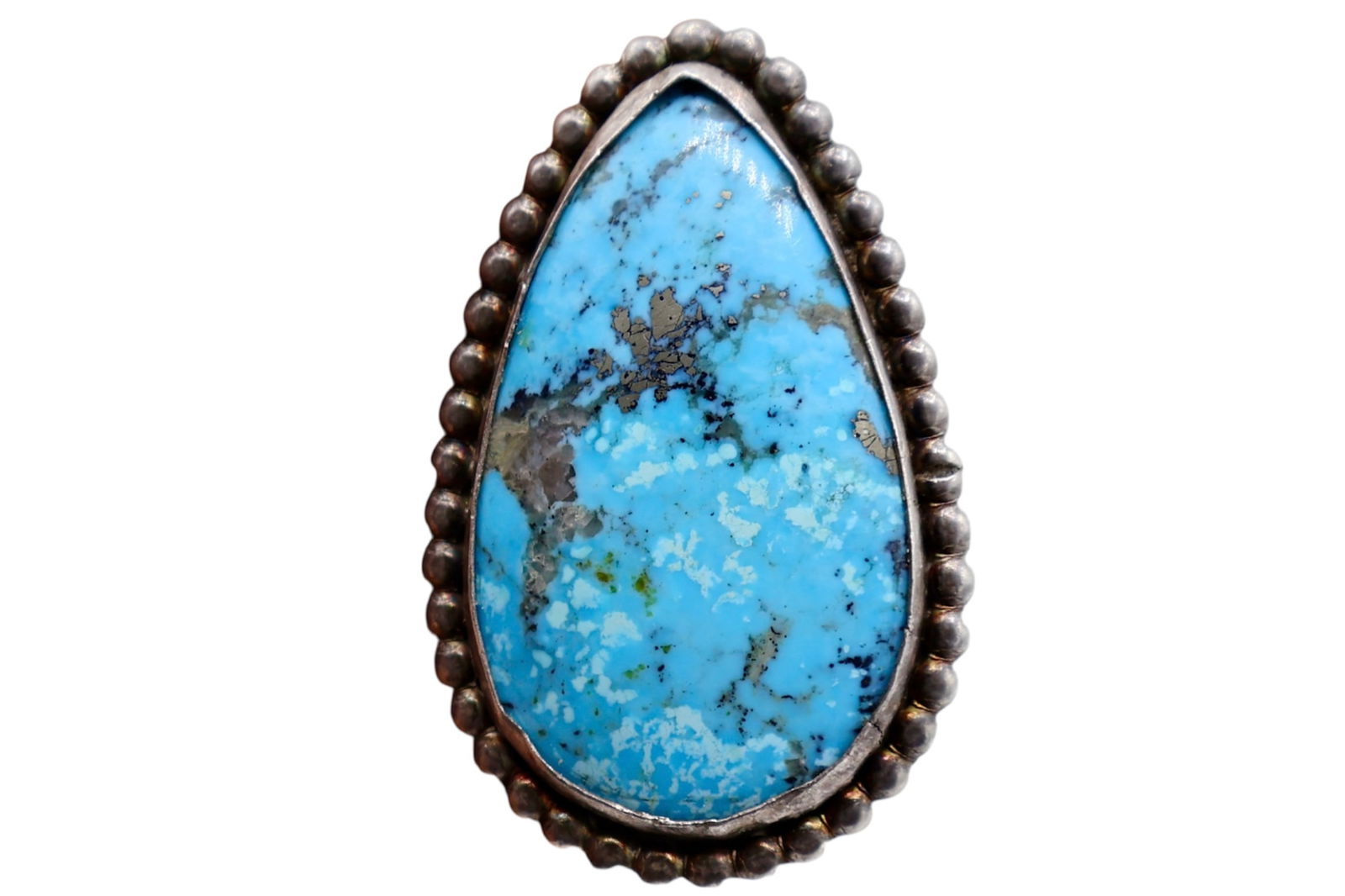 Large Navajo Morecni Turquoise Pear Shaped Sterling Ring (1 of 6)