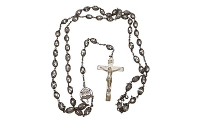 An Antique Silvered & Crystal Rosary Crucifix