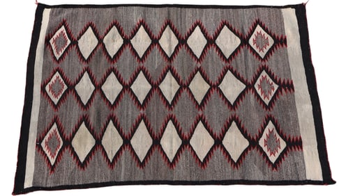 Amazing Early Gray Navajo Eye Dazzler Textile Weaving