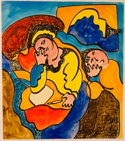 Signed Sandro Chia Woodblock “Novel” Italian Postmodernism Pop Art