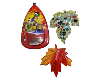 A Vintage 3 Piece Assortment of Enameled Costume Jewelry