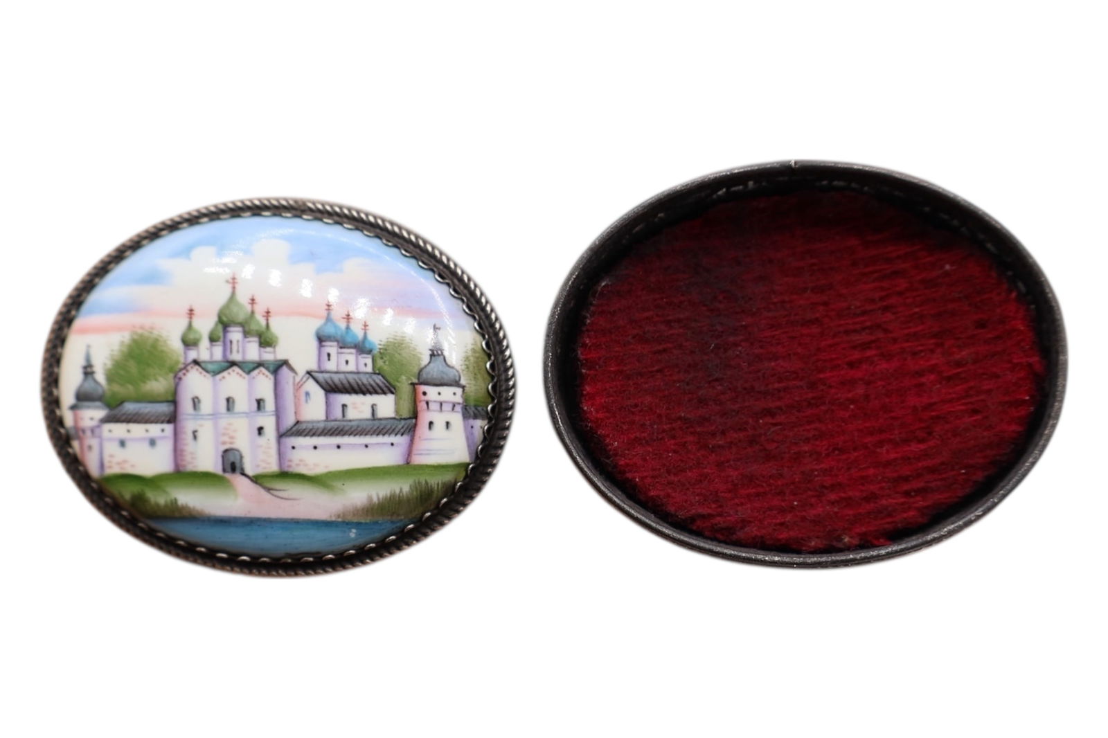 A Russian School Enamel and Silvered Metal Trinket Box (1 of 4)