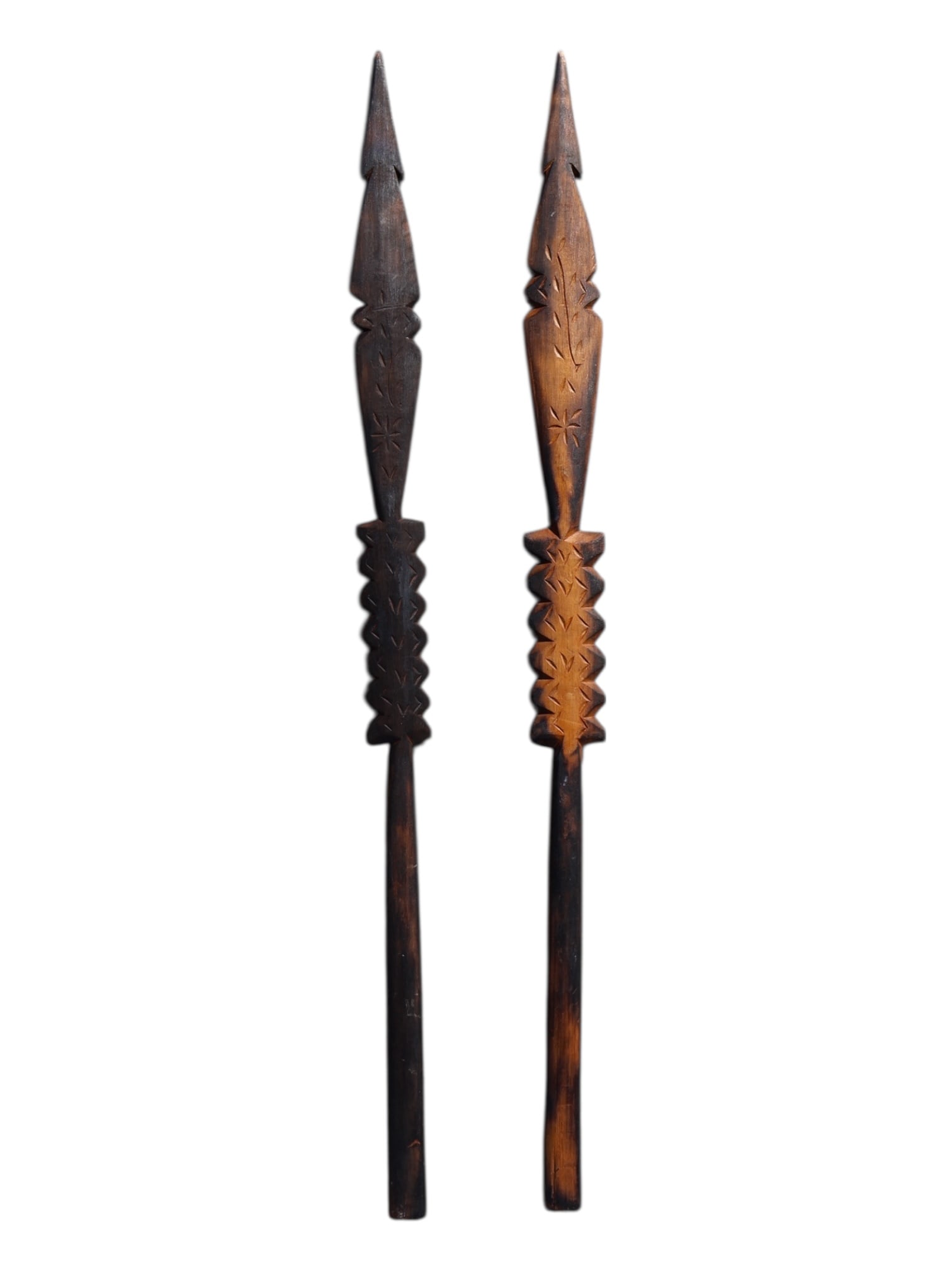 A Pair of Samoan Wooden Carved Tribal War Clubs (1 of 8)