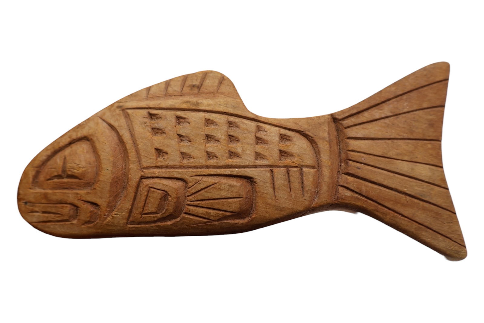 A Northwest Coast Carved Wood Salmon Embellishment (1 of 5)