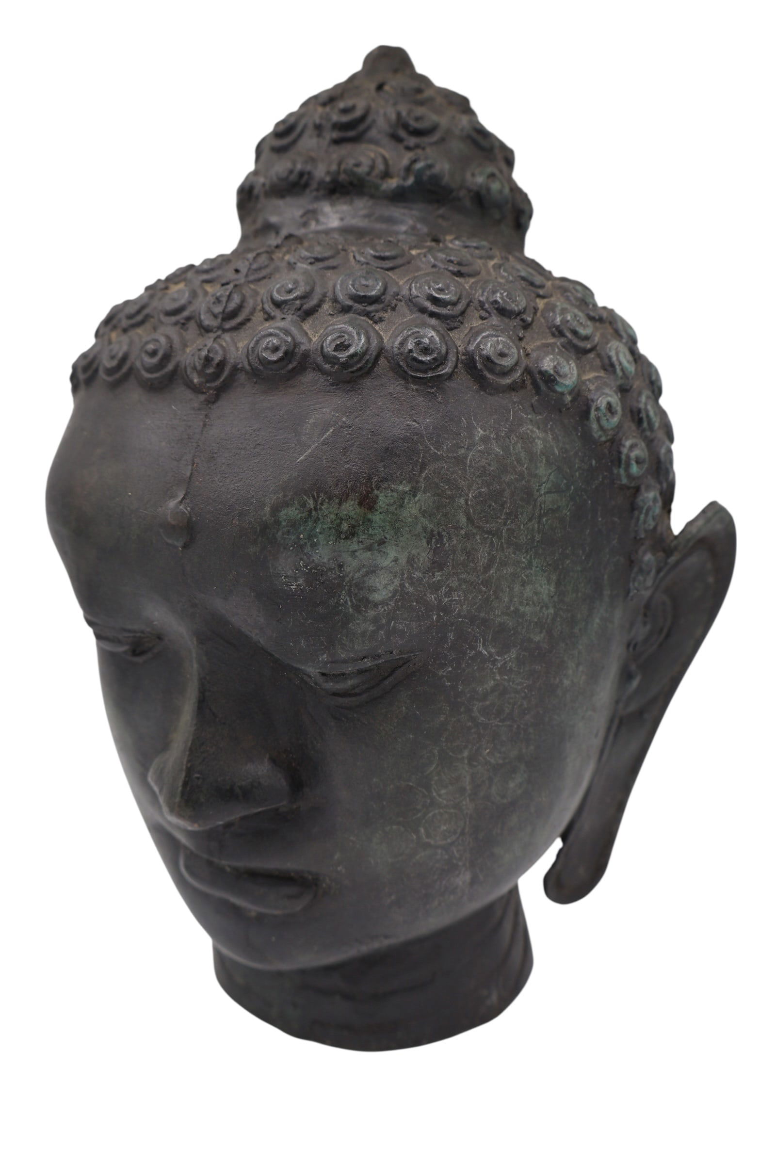 A Large Bronze Cambodia or Thailand Cast Buddha Head (1 of 7)