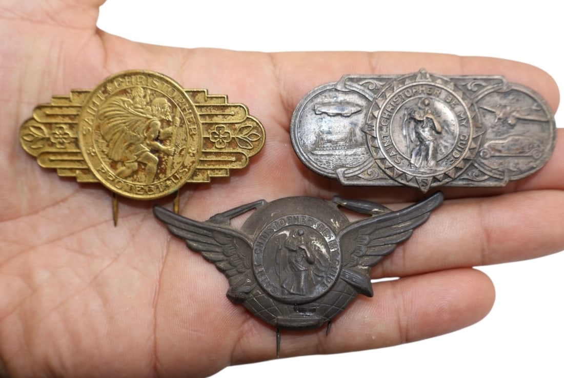 A Grouping of Antique Catholic Religious Car Medals (1 of 7)