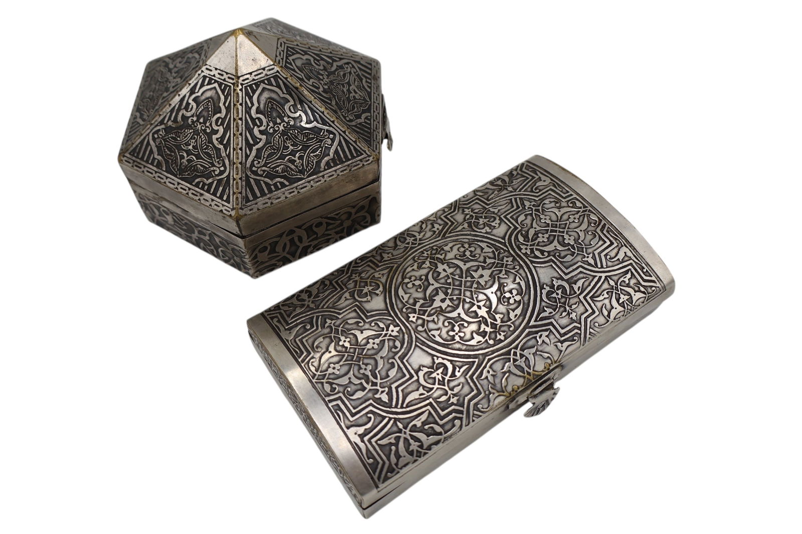 A Pair of Middle Eastern Hand Decorated Metal Boxes (1 of 6)