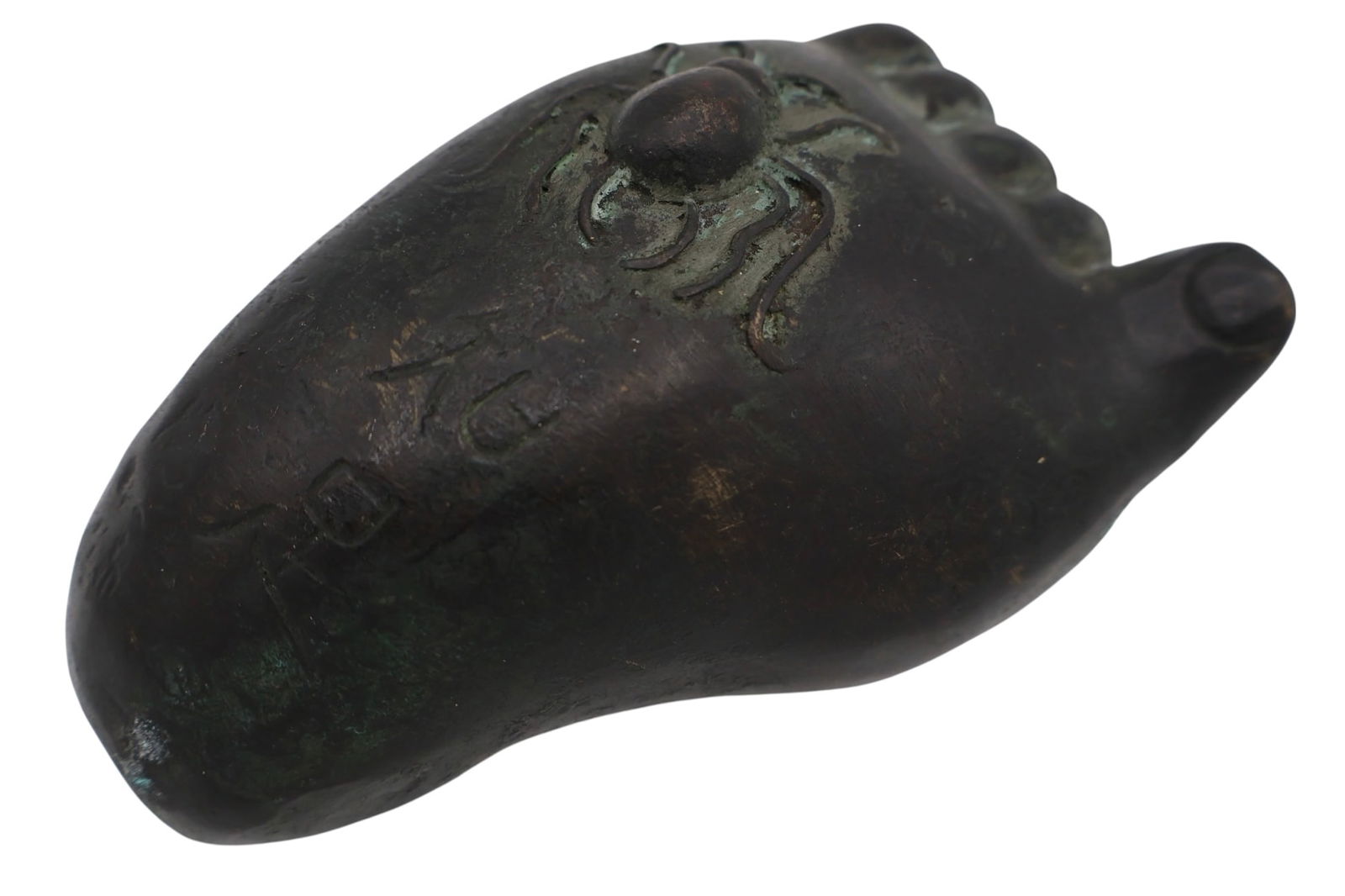 A Chinese Bronze Cast Buddha Foot Desk Ornament. (1 of 6)